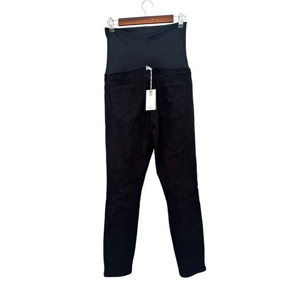 Good American Maternity Jeans 00 24 Over Belly Stretch Skinny Black Denim Crop - Picture 3 of 6
